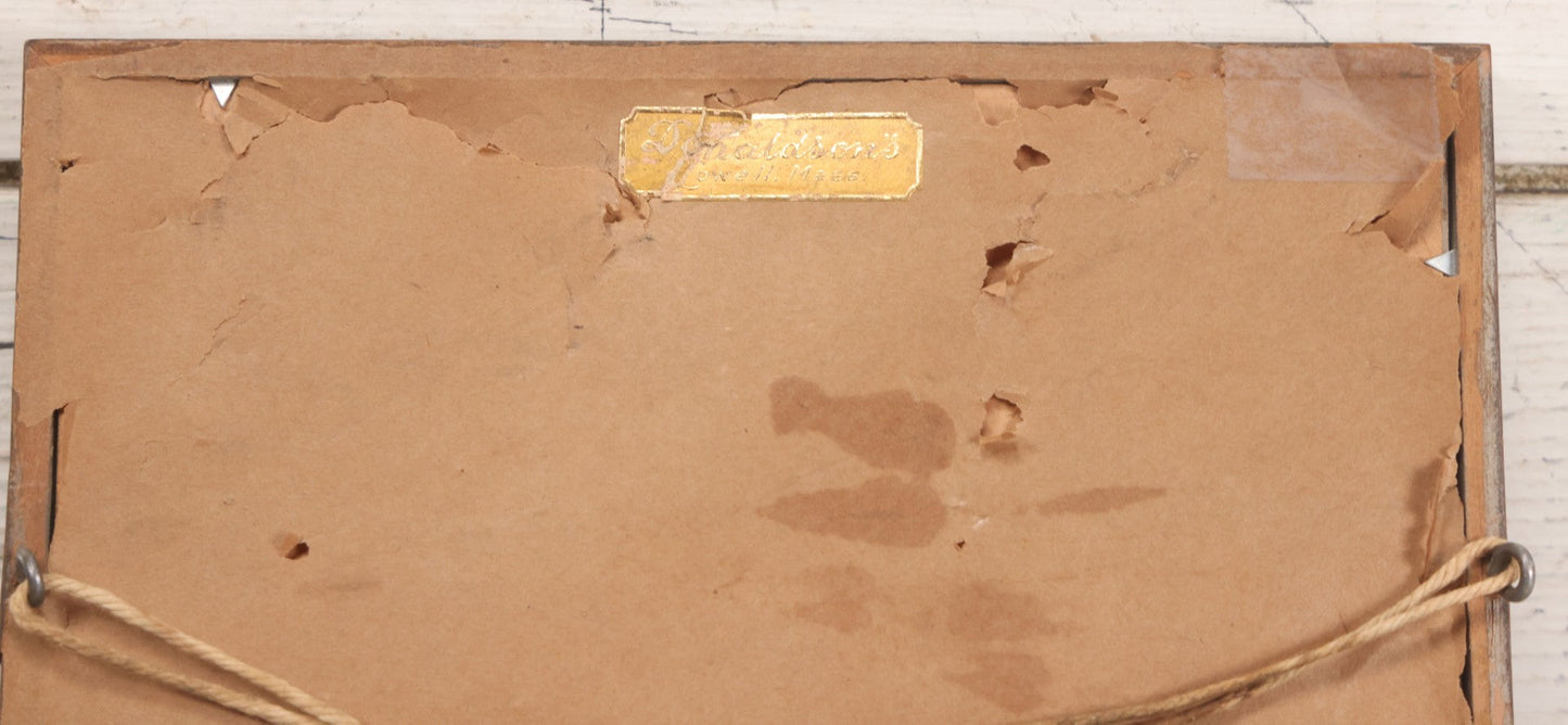 Lot 054 - Vintage Black And White Photograph Of Two Children Posing With Their English Bull Terrier Dog In Yard, In Frame, Framed By Donaldson's, Lowell, Massachusetts, 8-1/8" x 9-7/8"