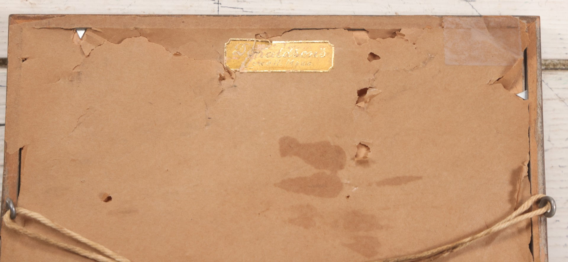 Lot 054 - Vintage Black And White Photograph Of Two Children Posing With Their English Bull Terrier Dog In Yard, In Frame, Framed By Donaldson's, Lowell, Massachusetts, 8-1/8" x 9-7/8"