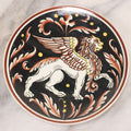 Lot 059 - Vintage Hand Painted Italian Majolica "Stile Senese" (Sienese Style) With Winged Lion, Floral Tendrils, 6-3/8" Diameter