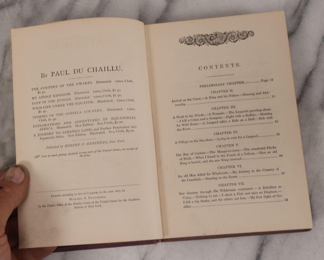 Lot 061 - "Stories Of The Gorilla Country, Narrated For Young People" Antique Book By Paul Du Chaillu, Illustrated, Gilded Gorilla Illustration On Cover, Harper & Brothers Publishers, New York, 1867