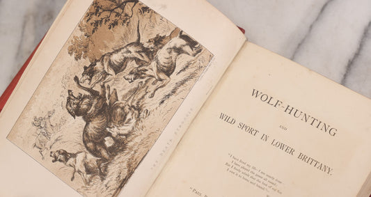 Lot 062 - "Wolf-Hunting And Wild Sport In Lower Brittany" Antique Book By Edward William Lewis Davies, With Illustrations By Col. H. Hope Crealock, Chapman And Hall, Publishers, 1875, First Edition, High Quality Rebinding