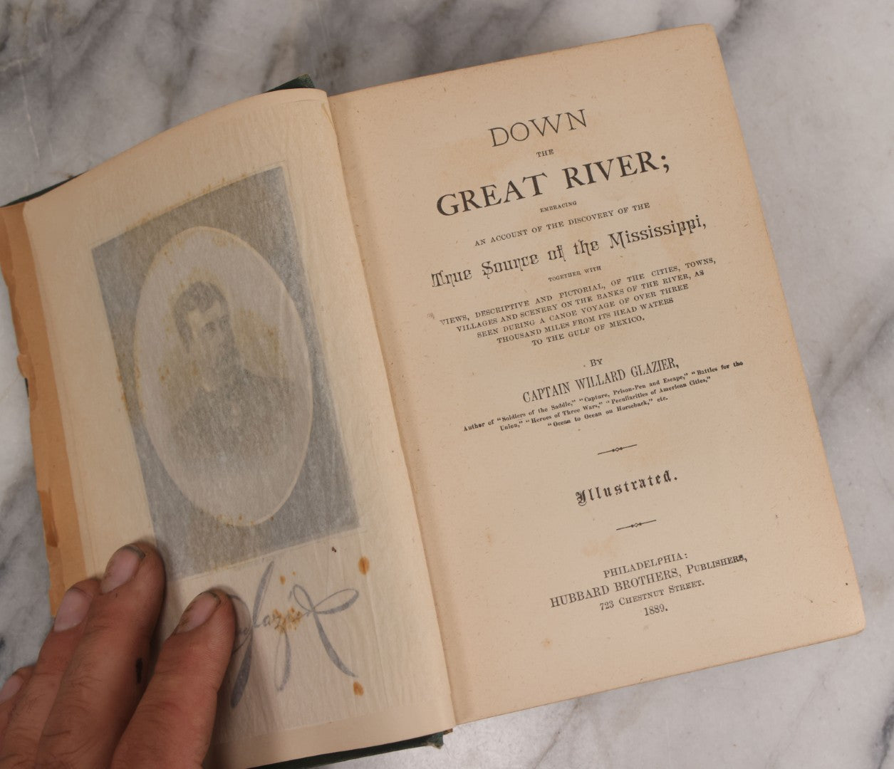 Lot 065 - "Down The Great River; Embracing An Account Of The Discovery Of The True Source Of The Mississippi" Antique Book By Captain Willard Glazier, Illustrated, Hubbard Brothers, Publishers, Philadelphia, 1889
