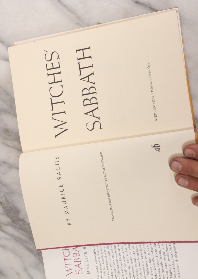 Lot 074 - "Witches' Sabbath, An Unexpurgated Autobiography" Vintage Book By Maurice Sachs, Translated From The French By Richard Howards, Stein And Day, Publishers, New York, 1964, First American Edition