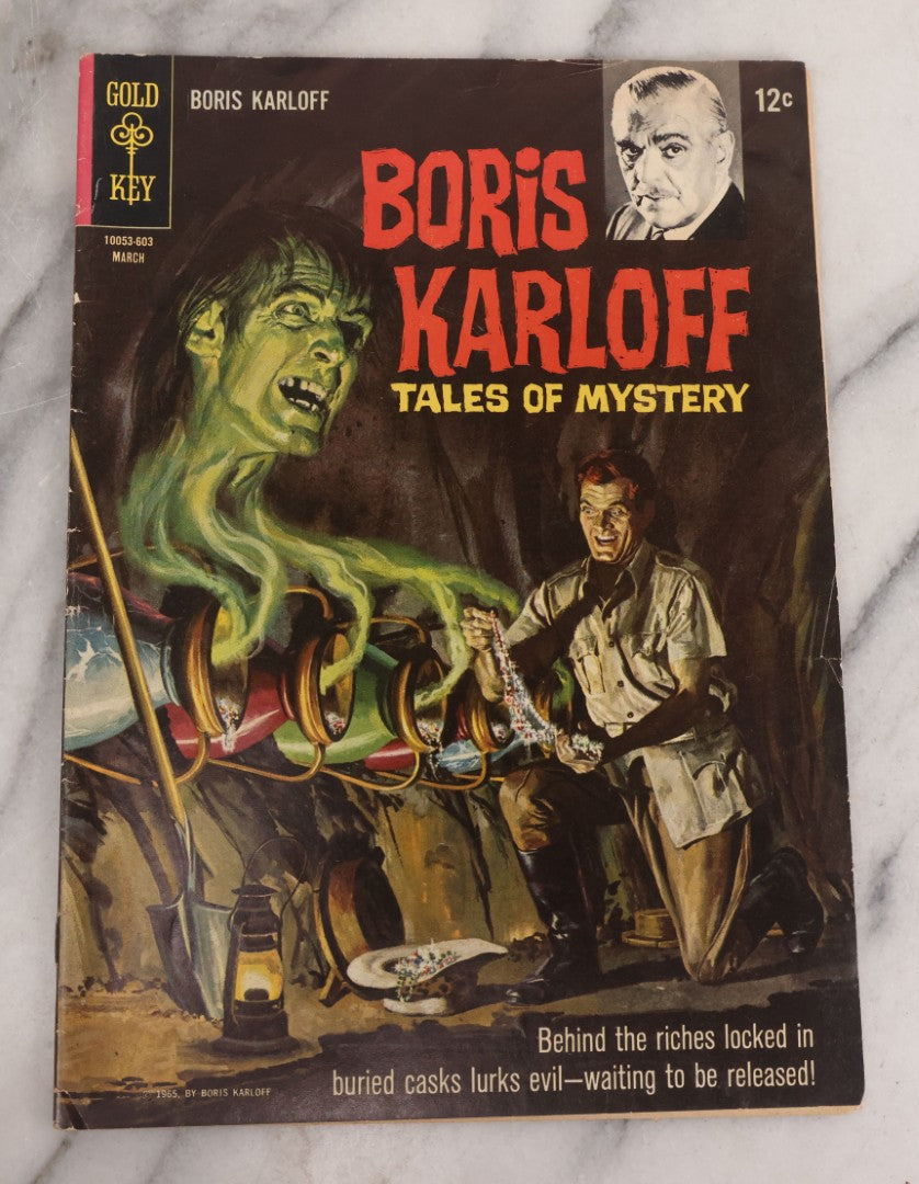 Lot 079 - Grouping Of Four Horror Themed Magazines Including Two Boris Karloff Tales Of Mystery Comic Books, Twilight Zone Comic Book, And Mad Magazine With Frankenstein's Monster Cover, All Published 1960s