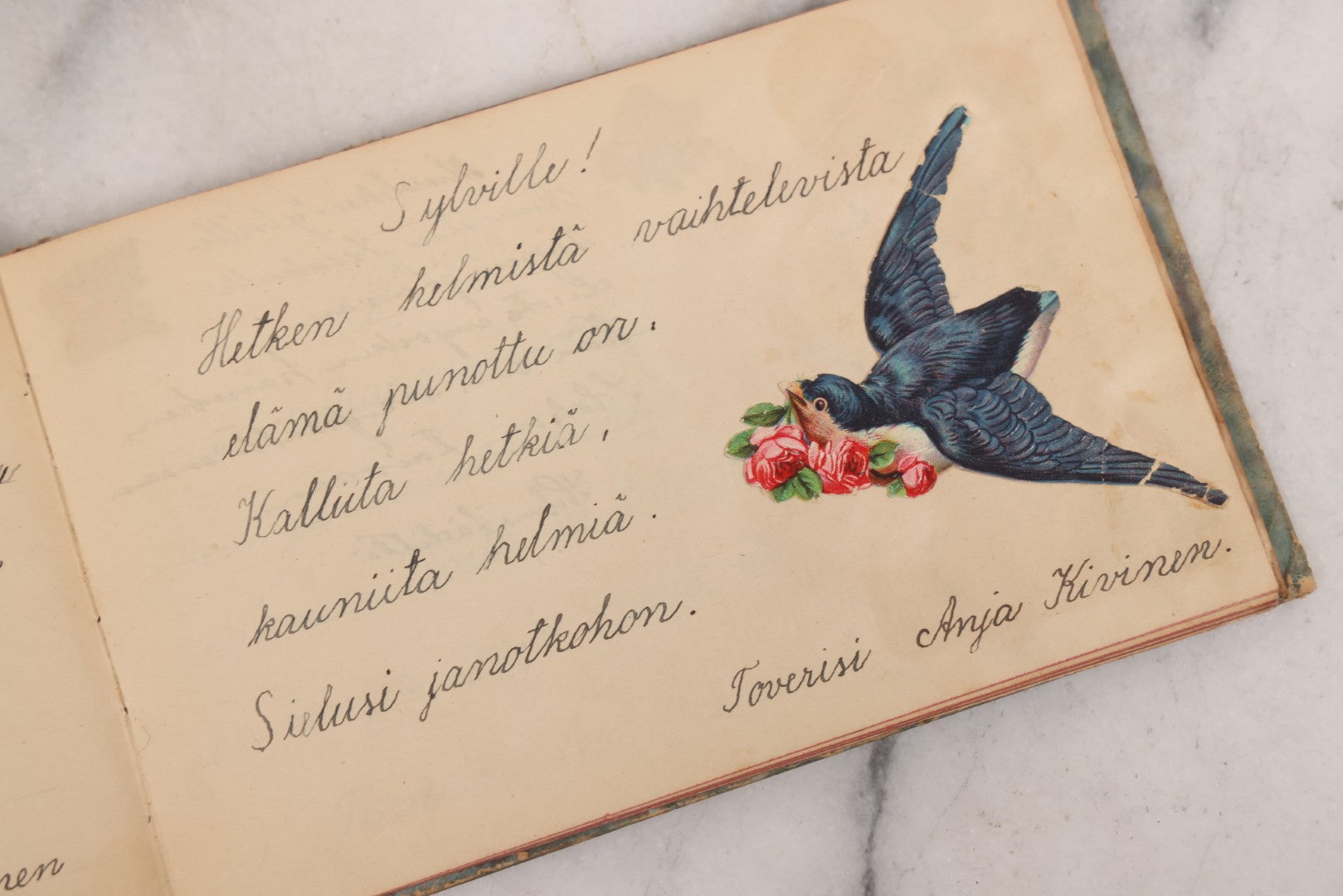 Lot 081 - Pair Of Vintage Finnish Ephemera Booklets Having Belonged To Sylvia "Sylvi" Sofia Suominen (1917 - 2010) Including Autograph And Scrapbook Album Given On Christmas 1936 In Helsinki, Finland And "Song And Story" Homework School Notebook