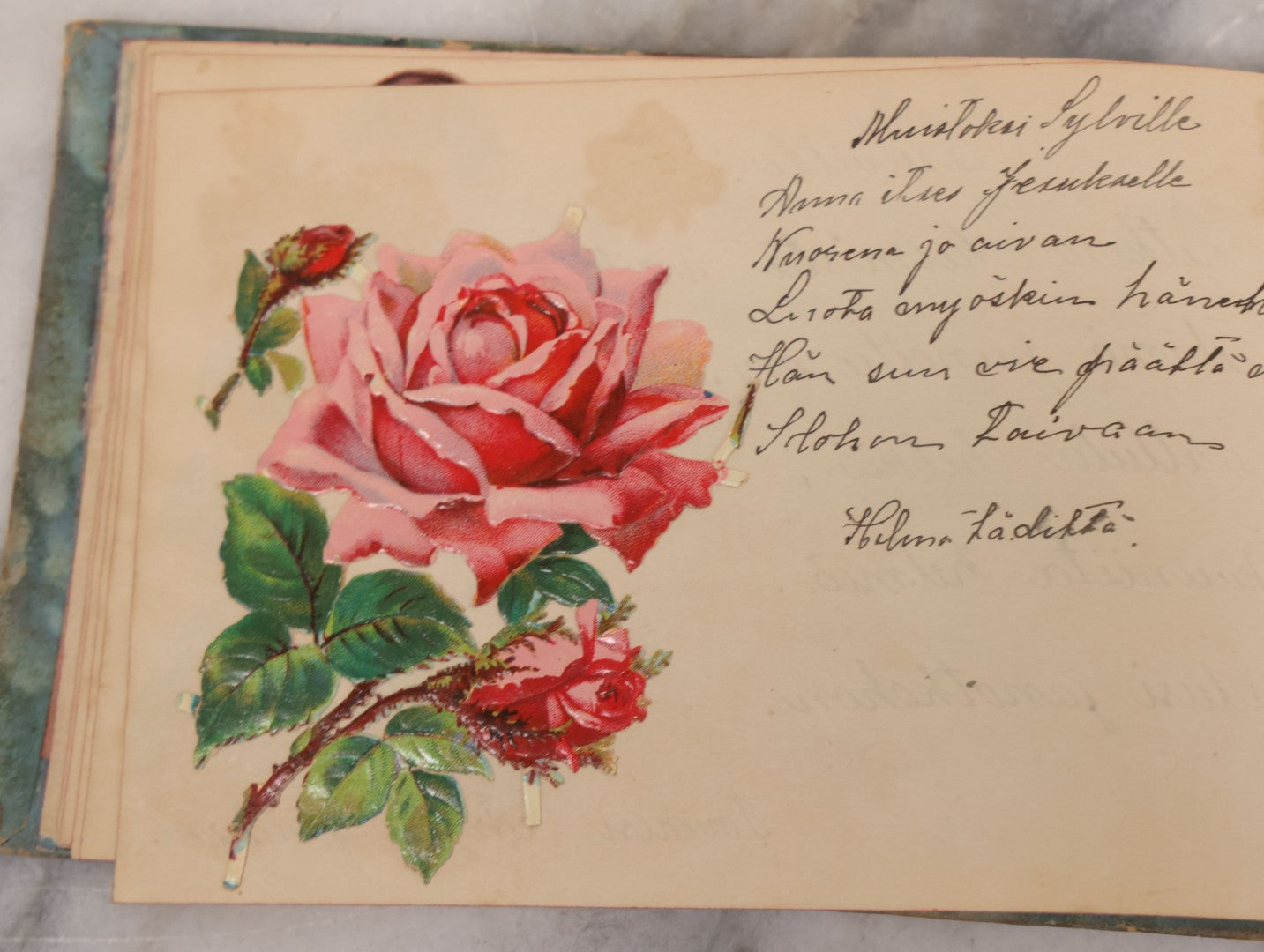 Lot 081 - Pair Of Vintage Finnish Ephemera Booklets Having Belonged To Sylvia "Sylvi" Sofia Suominen (1917 - 2010) Including Autograph And Scrapbook Album Given On Christmas 1936 In Helsinki, Finland And "Song And Story" Homework School Notebook