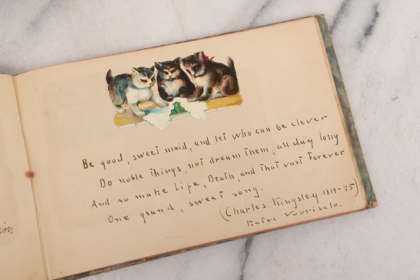 Lot 081 - Pair Of Vintage Finnish Ephemera Booklets Having Belonged To Sylvia "Sylvi" Sofia Suominen (1917 - 2010) Including Autograph And Scrapbook Album Given On Christmas 1936 In Helsinki, Finland And "Song And Story" Homework School Notebook