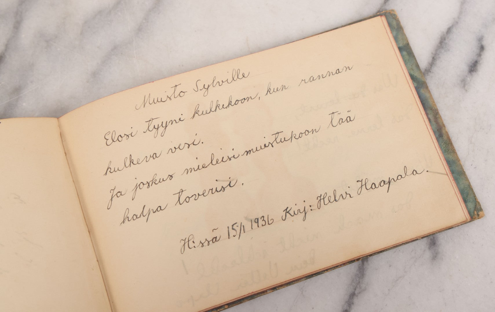 Lot 081 - Pair Of Vintage Finnish Ephemera Booklets Having Belonged To Sylvia "Sylvi" Sofia Suominen (1917 - 2010) Including Autograph And Scrapbook Album Given On Christmas 1936 In Helsinki, Finland And "Song And Story" Homework School Notebook