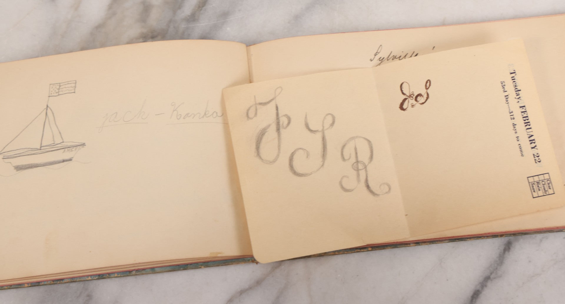 Lot 081 - Pair Of Vintage Finnish Ephemera Booklets Having Belonged To Sylvia "Sylvi" Sofia Suominen (1917 - 2010) Including Autograph And Scrapbook Album Given On Christmas 1936 In Helsinki, Finland And "Song And Story" Homework School Notebook