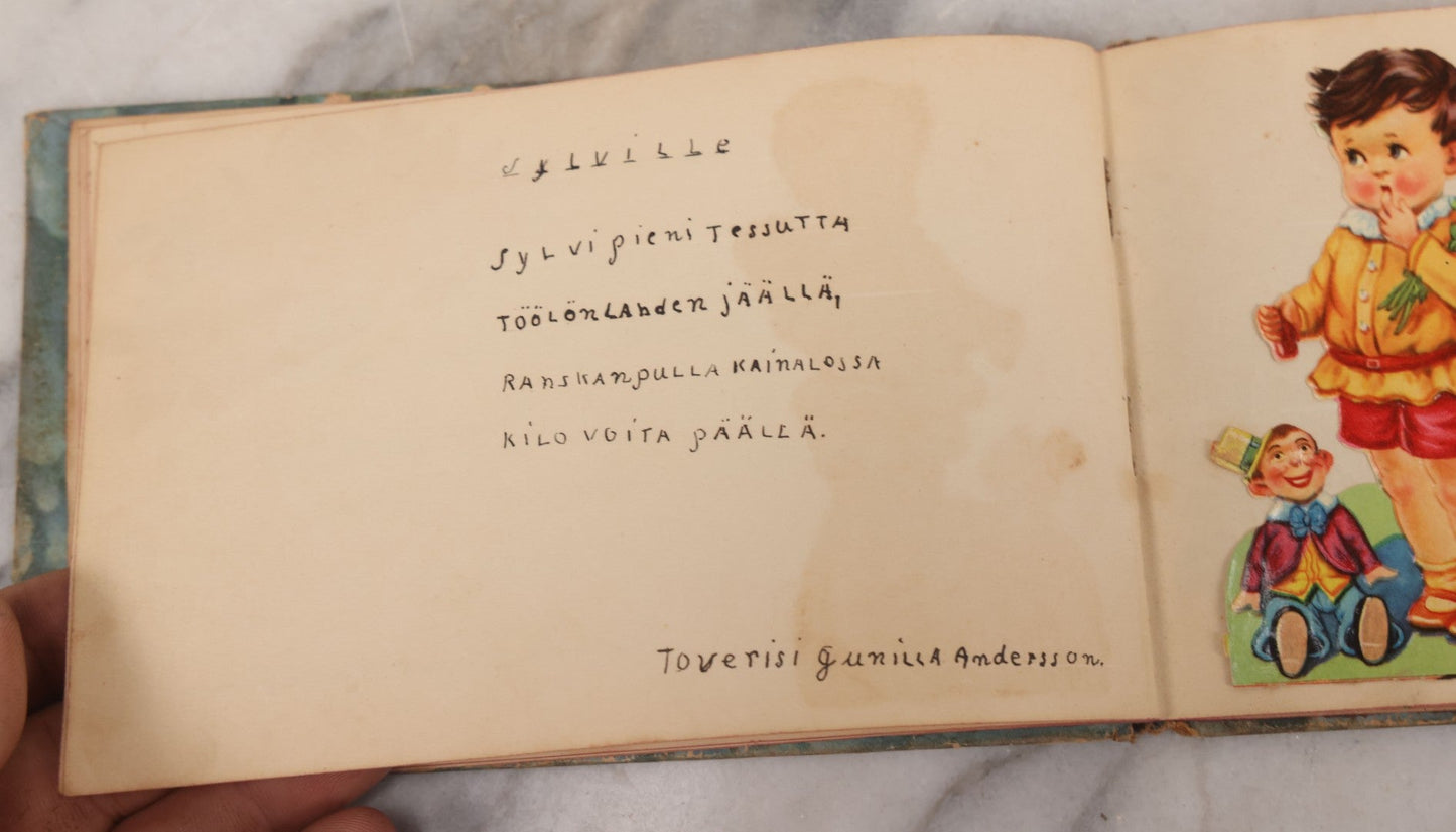 Lot 081 - Pair Of Vintage Finnish Ephemera Booklets Having Belonged To Sylvia "Sylvi" Sofia Suominen (1917 - 2010) Including Autograph And Scrapbook Album Given On Christmas 1936 In Helsinki, Finland And "Song And Story" Homework School Notebook