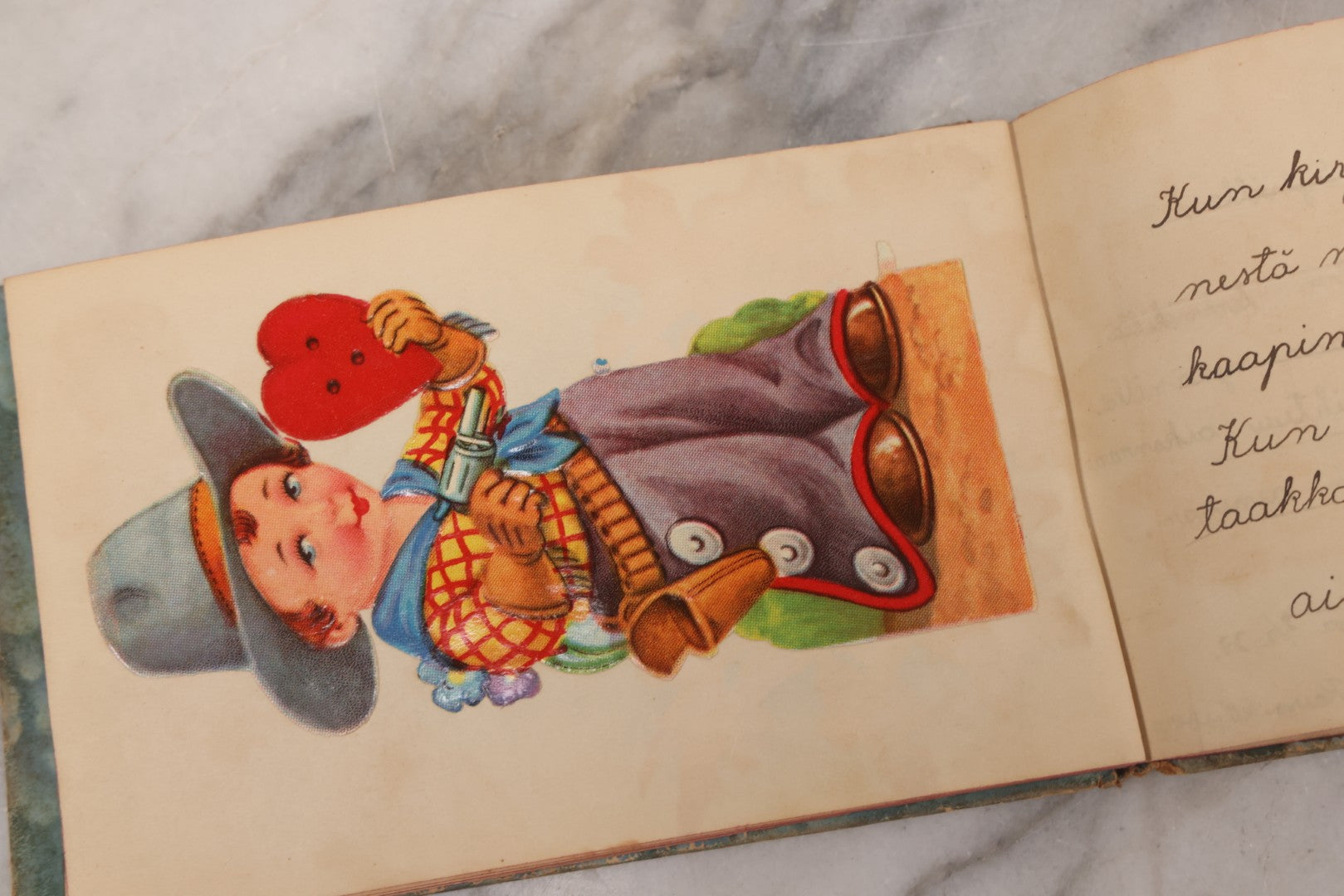 Lot 081 - Pair Of Vintage Finnish Ephemera Booklets Having Belonged To Sylvia "Sylvi" Sofia Suominen (1917 - 2010) Including Autograph And Scrapbook Album Given On Christmas 1936 In Helsinki, Finland And "Song And Story" Homework School Notebook