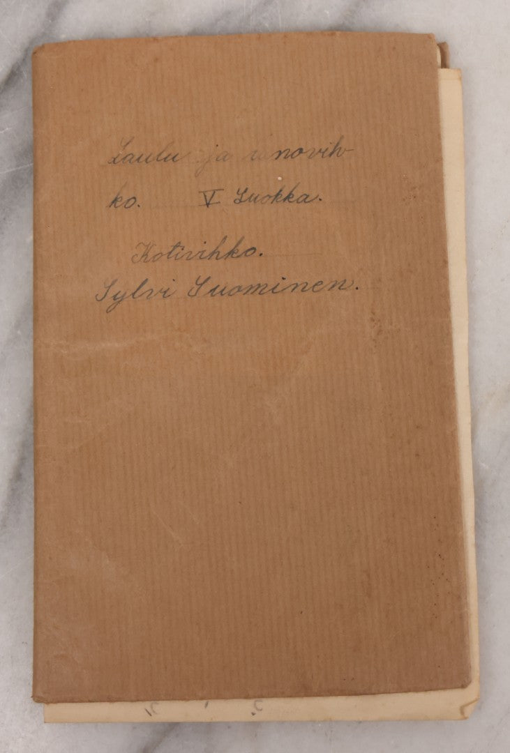 Lot 081 - Pair Of Vintage Finnish Ephemera Booklets Having Belonged To Sylvia "Sylvi" Sofia Suominen (1917 - 2010) Including Autograph And Scrapbook Album Given On Christmas 1936 In Helsinki, Finland And "Song And Story" Homework School Notebook