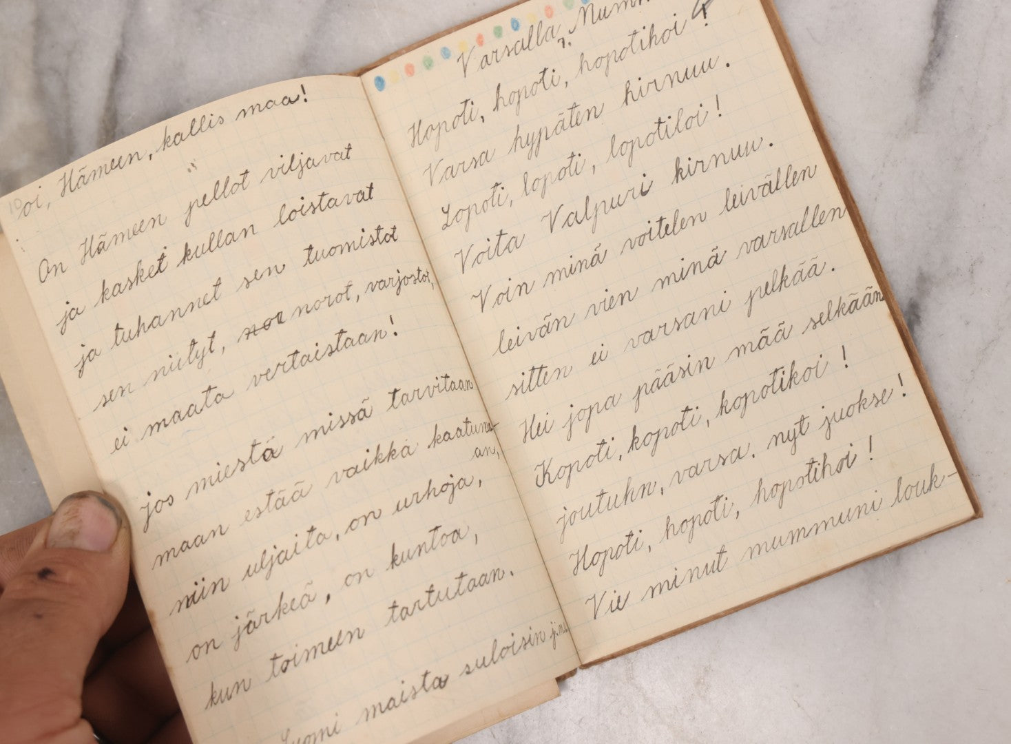 Lot 081 - Pair Of Vintage Finnish Ephemera Booklets Having Belonged To Sylvia "Sylvi" Sofia Suominen (1917 - 2010) Including Autograph And Scrapbook Album Given On Christmas 1936 In Helsinki, Finland And "Song And Story" Homework School Notebook