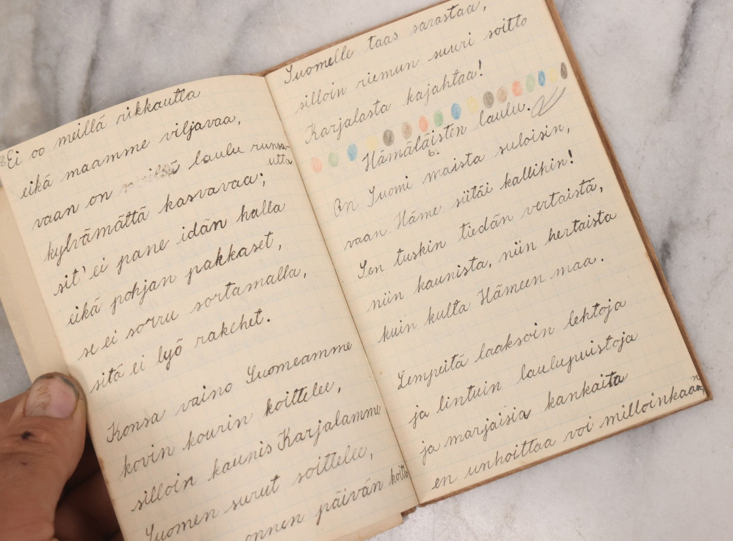 Lot 081 - Pair Of Vintage Finnish Ephemera Booklets Having Belonged To Sylvia "Sylvi" Sofia Suominen (1917 - 2010) Including Autograph And Scrapbook Album Given On Christmas 1936 In Helsinki, Finland And "Song And Story" Homework School Notebook