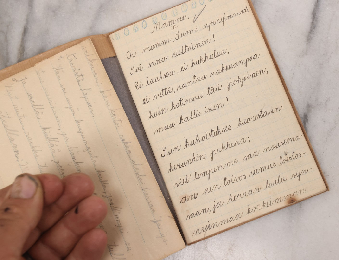 Lot 081 - Pair Of Vintage Finnish Ephemera Booklets Having Belonged To Sylvia "Sylvi" Sofia Suominen (1917 - 2010) Including Autograph And Scrapbook Album Given On Christmas 1936 In Helsinki, Finland And "Song And Story" Homework School Notebook