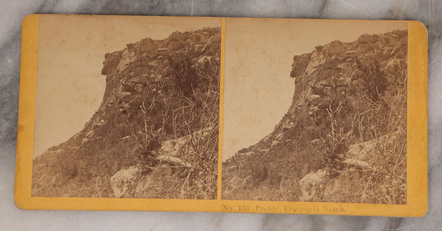 Lot 084 - Grouping Of Four (And A Half) Antique Stereoview Stereocards With Photos Of Landmarks In The White Mountains, New Hampshire, Including The Old Man Of The Mountain, Tip Top House & Jacob's Ladder, Mt. Washington, And Frankenstein & Trestle Train