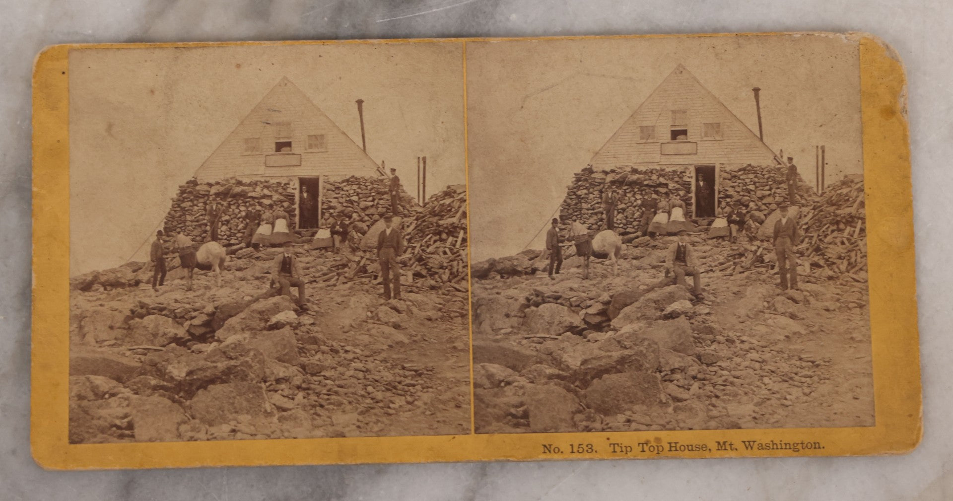 Lot 084 - Grouping Of Four (And A Half) Antique Stereoview Stereocards With Photos Of Landmarks In The White Mountains, New Hampshire, Including The Old Man Of The Mountain, Tip Top House & Jacob's Ladder, Mt. Washington, And Frankenstein & Trestle Train