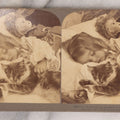 Lot 085 - Single Antique Stereoview Stereo Card, Photo Of Girl Sleeping With Cat And Doll, "No. 6959 - Fast Friends Passing The Gates Of Sleepy Land," Copyright 1905 By Underwood & Underwood
