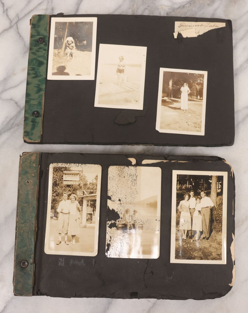 Lot 086 - Pair Of Rough Condition Vintage Snapshot Photo Albums With Dozens Of Photos Including Many Taken On And Around Heinz Pier, Atlantic City, New Jersey, And Other Lakes And Beaches In Upstate, New York
