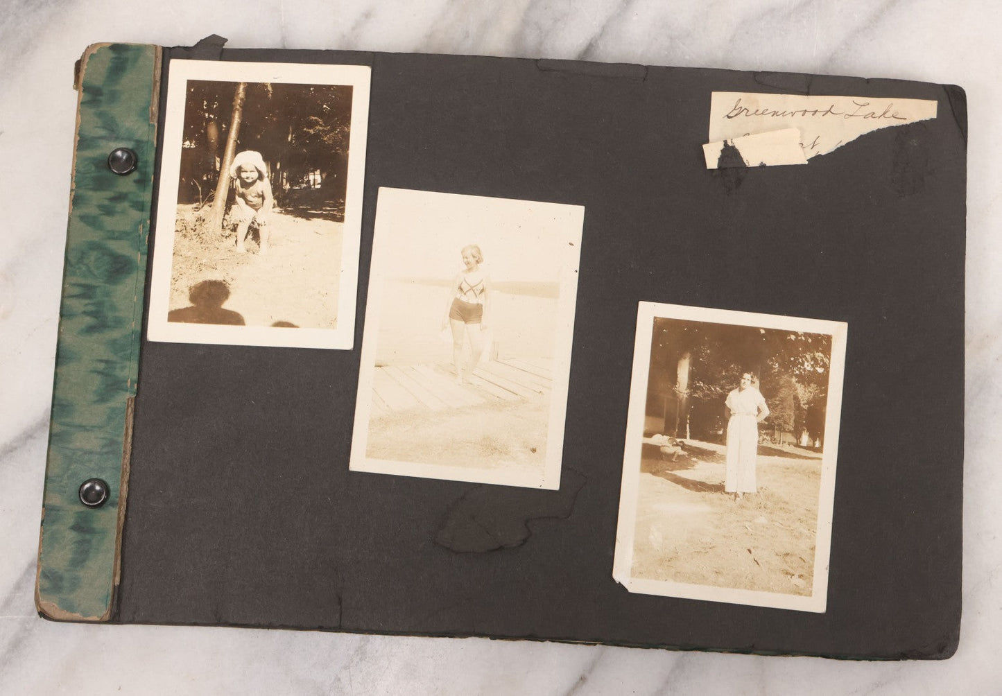 Lot 086 - Pair Of Rough Condition Vintage Snapshot Photo Albums With Dozens Of Photos Including Many Taken On And Around Heinz Pier, Atlantic City, New Jersey, And Other Lakes And Beaches In Upstate, New York