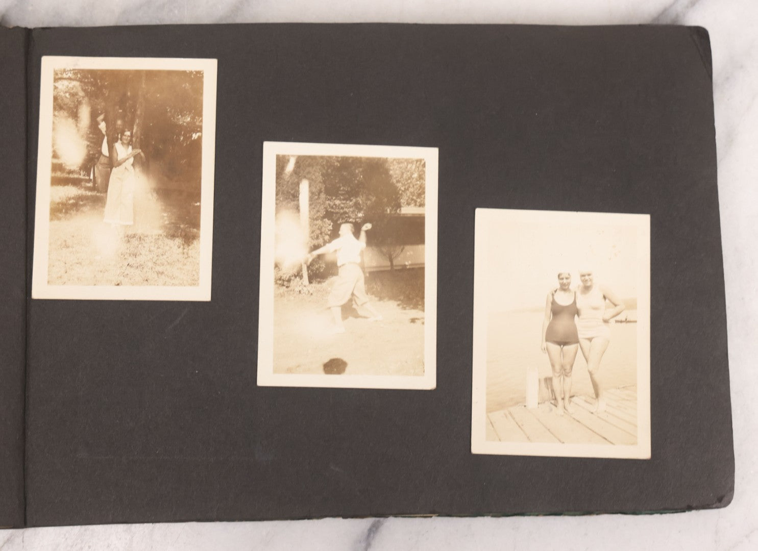 Lot 086 - Pair Of Rough Condition Vintage Snapshot Photo Albums With Dozens Of Photos Including Many Taken On And Around Heinz Pier, Atlantic City, New Jersey, And Other Lakes And Beaches In Upstate, New York