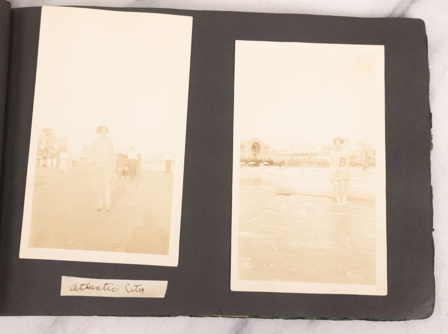 Lot 086 - Pair Of Rough Condition Vintage Snapshot Photo Albums With Dozens Of Photos Including Many Taken On And Around Heinz Pier, Atlantic City, New Jersey, And Other Lakes And Beaches In Upstate, New York