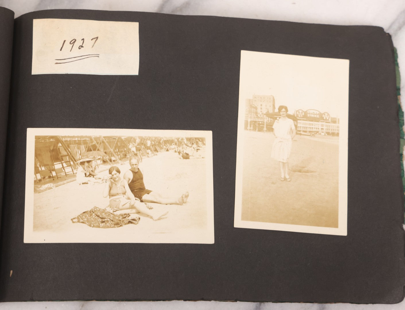 Lot 086 - Pair Of Rough Condition Vintage Snapshot Photo Albums With Dozens Of Photos Including Many Taken On And Around Heinz Pier, Atlantic City, New Jersey, And Other Lakes And Beaches In Upstate, New York