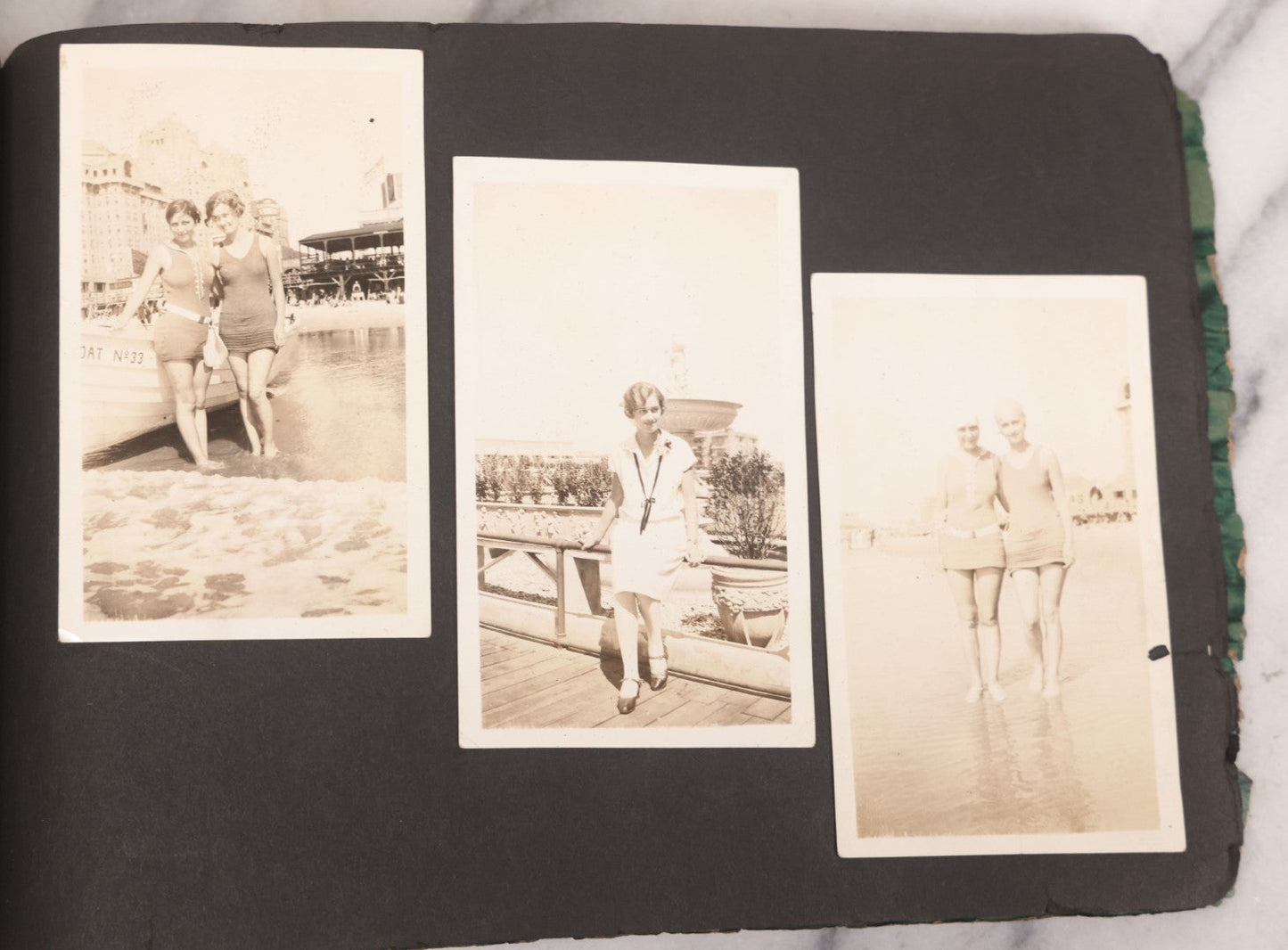 Lot 086 - Pair Of Rough Condition Vintage Snapshot Photo Albums With Dozens Of Photos Including Many Taken On And Around Heinz Pier, Atlantic City, New Jersey, And Other Lakes And Beaches In Upstate, New York