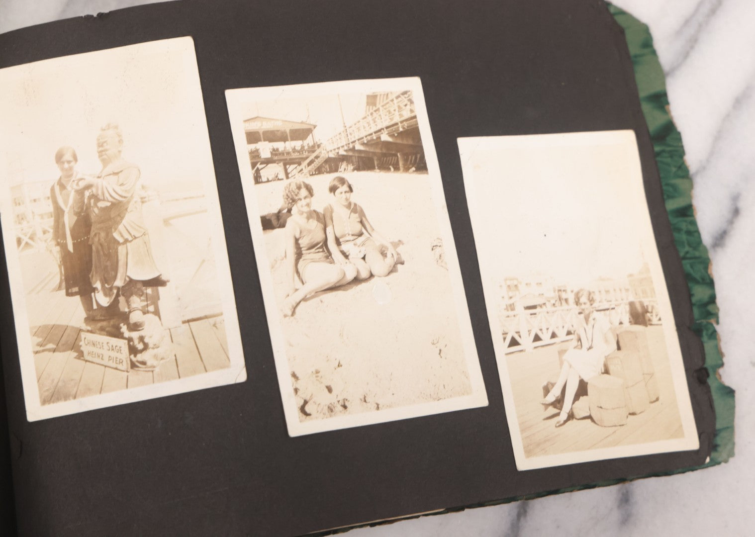 Lot 086 - Pair Of Rough Condition Vintage Snapshot Photo Albums With Dozens Of Photos Including Many Taken On And Around Heinz Pier, Atlantic City, New Jersey, And Other Lakes And Beaches In Upstate, New York