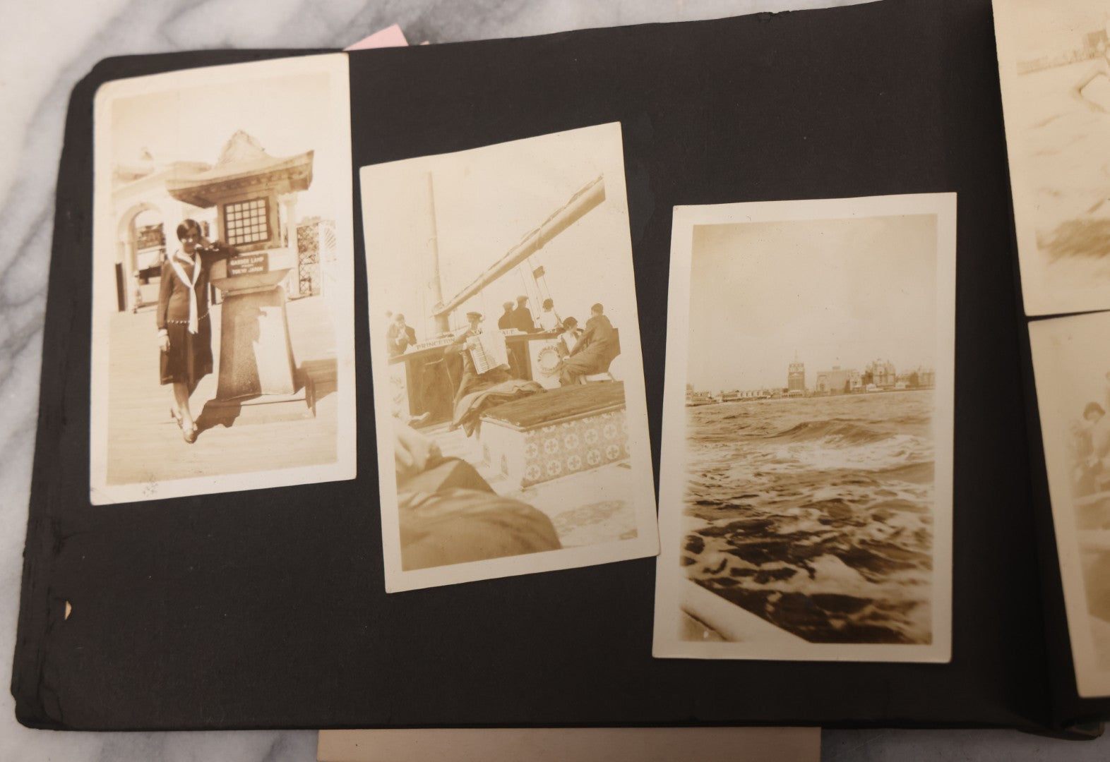 Lot 086 - Pair Of Rough Condition Vintage Snapshot Photo Albums With Dozens Of Photos Including Many Taken On And Around Heinz Pier, Atlantic City, New Jersey, And Other Lakes And Beaches In Upstate, New York