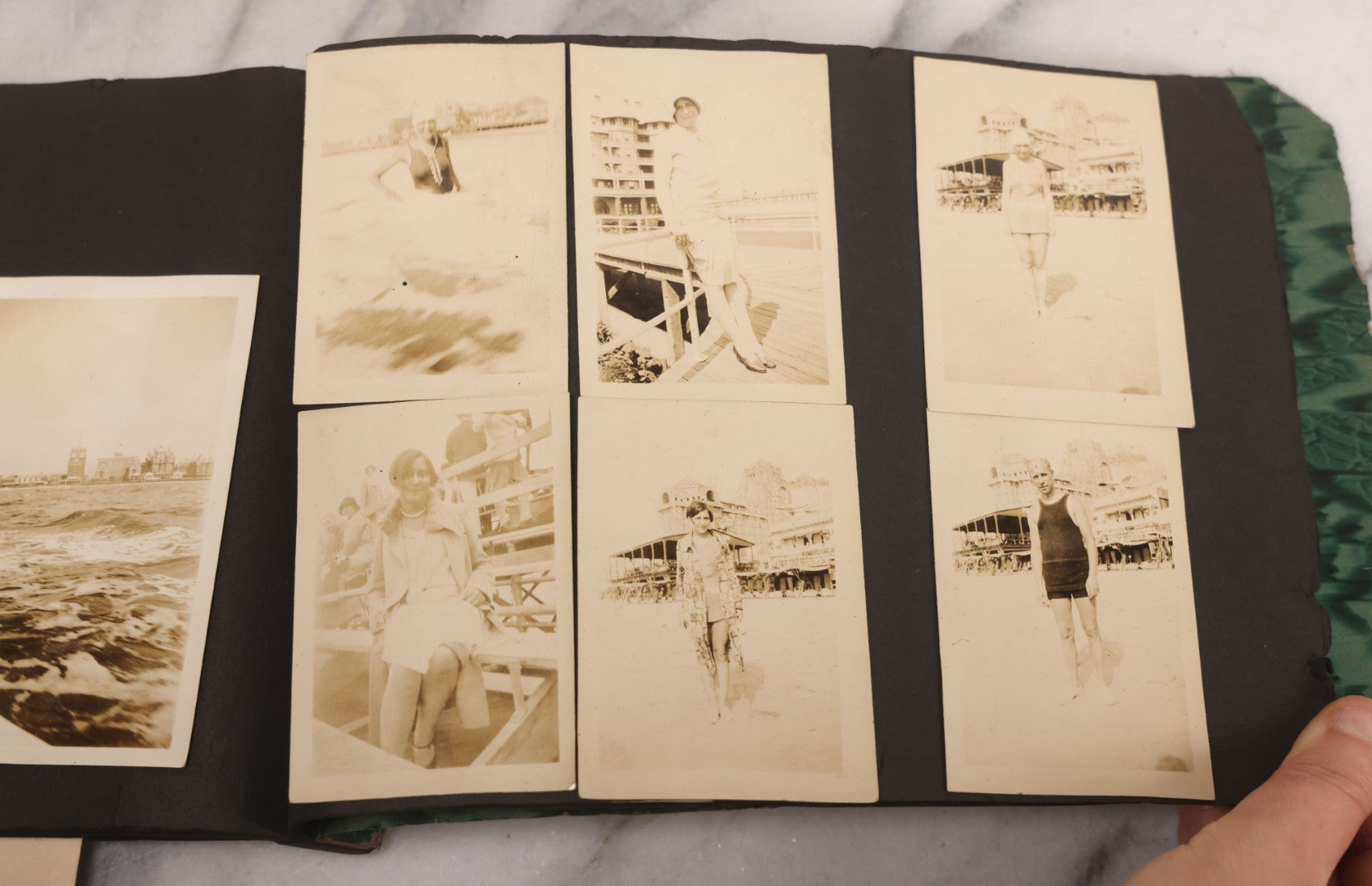 Lot 086 - Pair Of Rough Condition Vintage Snapshot Photo Albums With Dozens Of Photos Including Many Taken On And Around Heinz Pier, Atlantic City, New Jersey, And Other Lakes And Beaches In Upstate, New York