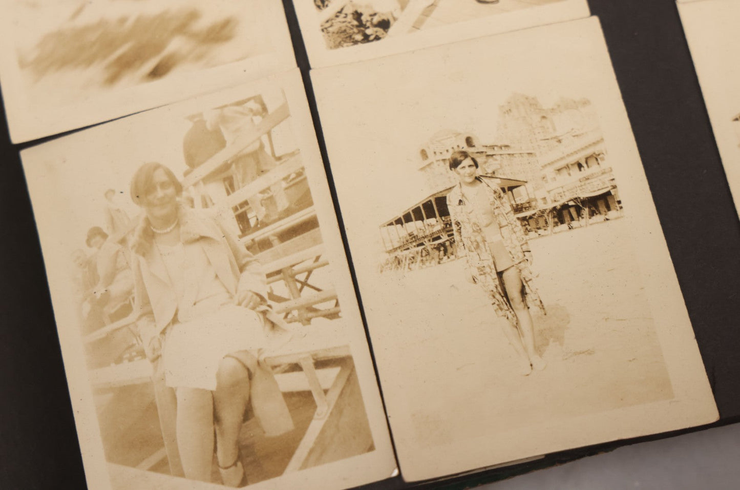 Lot 086 - Pair Of Rough Condition Vintage Snapshot Photo Albums With Dozens Of Photos Including Many Taken On And Around Heinz Pier, Atlantic City, New Jersey, And Other Lakes And Beaches In Upstate, New York
