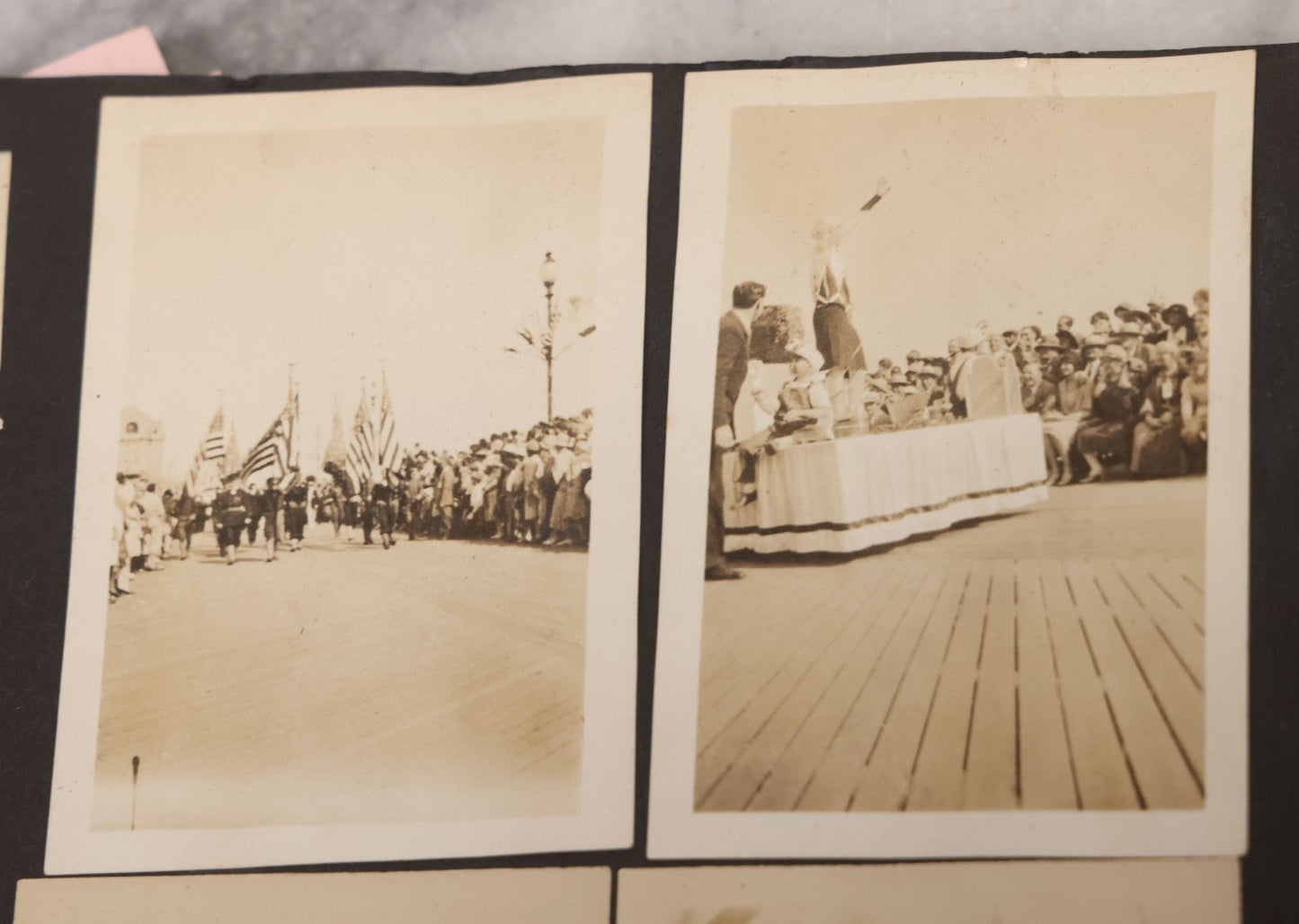 Lot 086 - Pair Of Rough Condition Vintage Snapshot Photo Albums With Dozens Of Photos Including Many Taken On And Around Heinz Pier, Atlantic City, New Jersey, And Other Lakes And Beaches In Upstate, New York