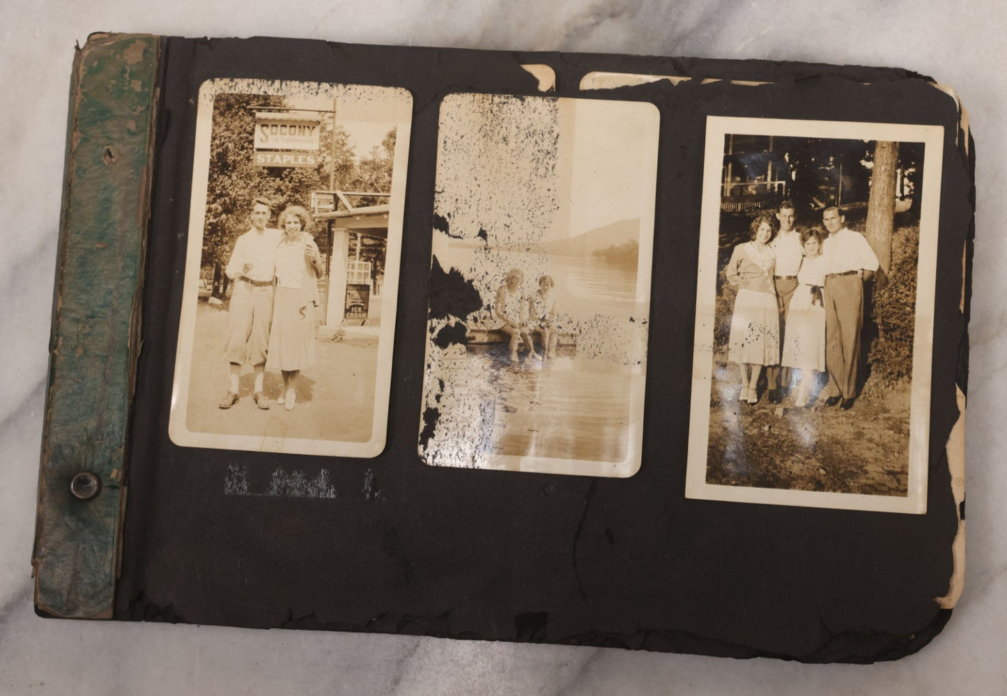 Lot 086 - Pair Of Rough Condition Vintage Snapshot Photo Albums With Dozens Of Photos Including Many Taken On And Around Heinz Pier, Atlantic City, New Jersey, And Other Lakes And Beaches In Upstate, New York
