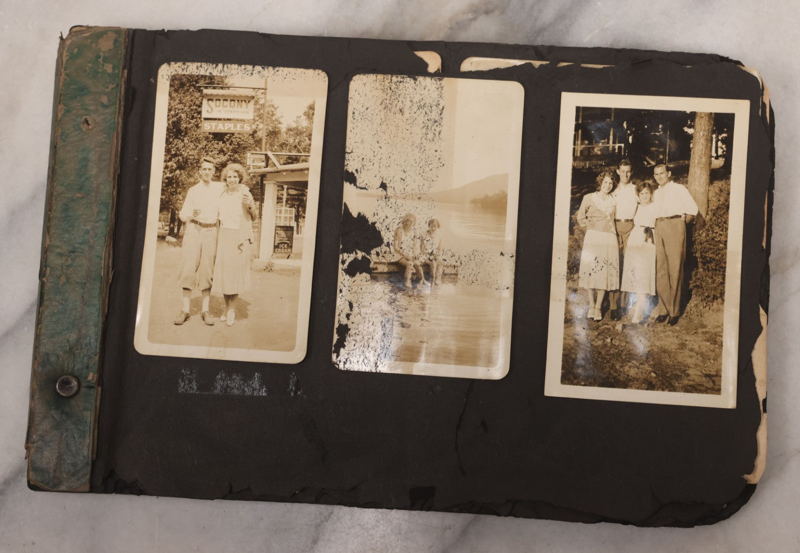 Lot 086 - Pair Of Rough Condition Vintage Snapshot Photo Albums With Dozens Of Photos Including Many Taken On And Around Heinz Pier, Atlantic City, New Jersey, And Other Lakes And Beaches In Upstate, New York