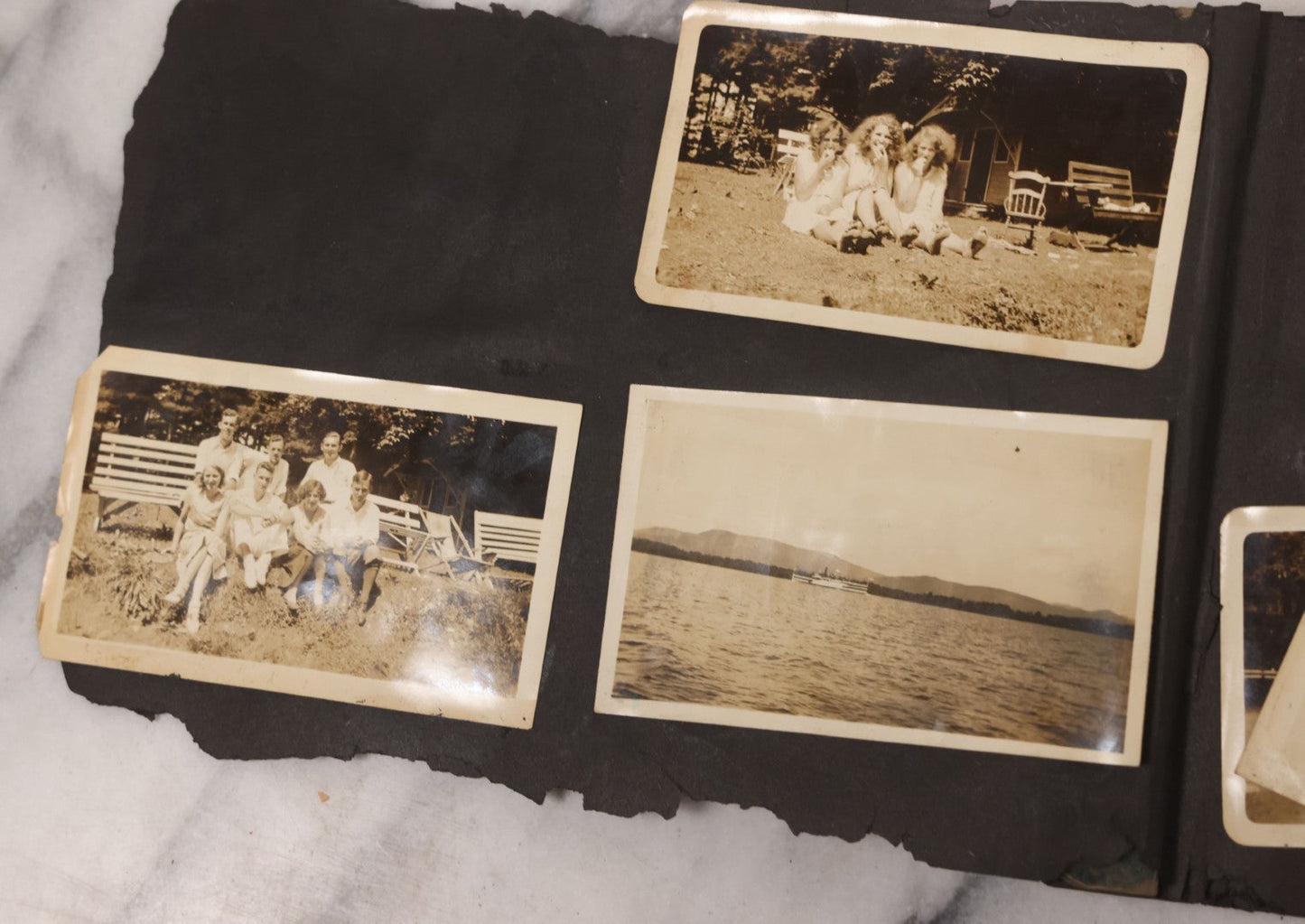 Lot 086 - Pair Of Rough Condition Vintage Snapshot Photo Albums With Dozens Of Photos Including Many Taken On And Around Heinz Pier, Atlantic City, New Jersey, And Other Lakes And Beaches In Upstate, New York