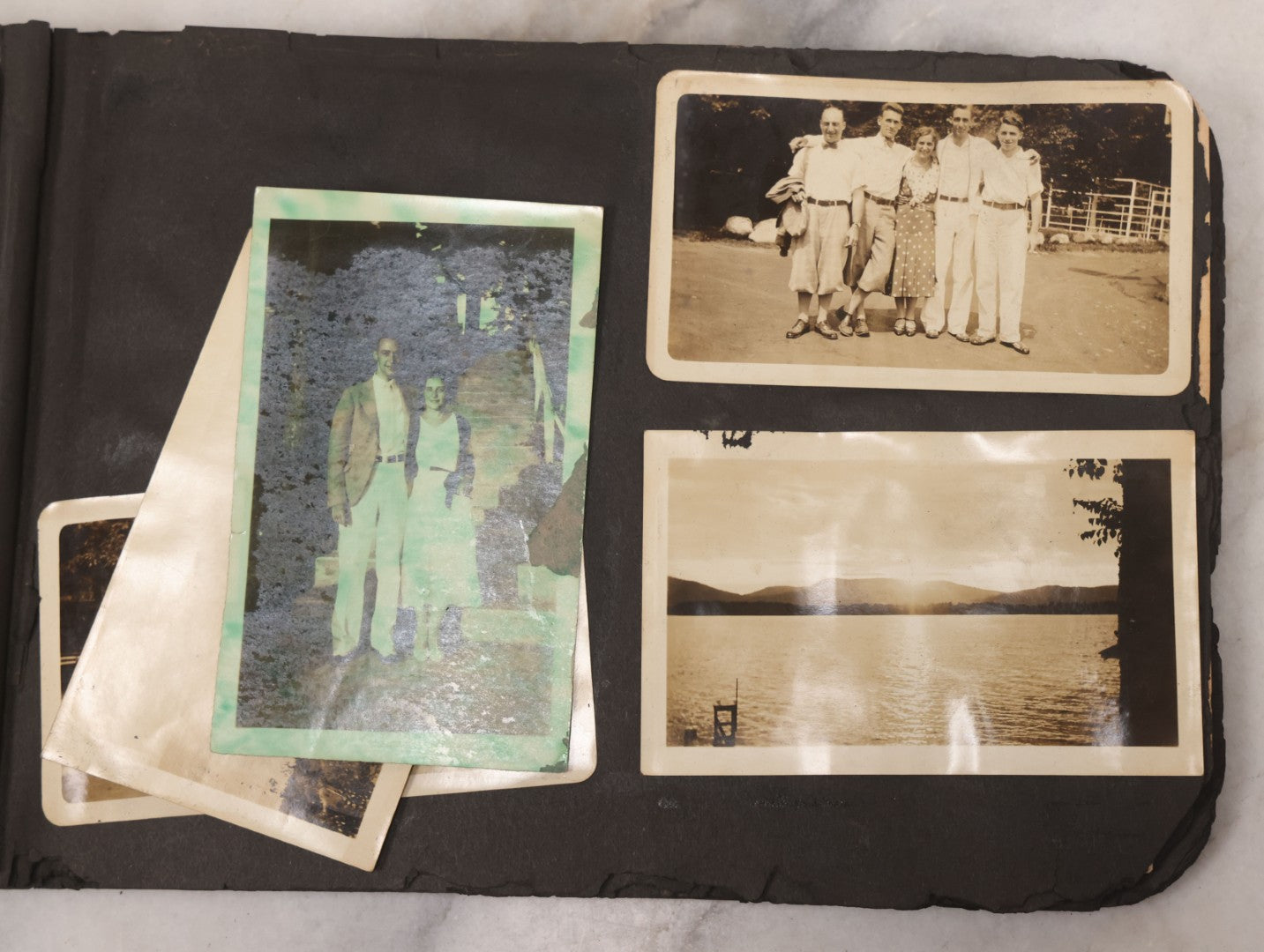 Lot 086 - Pair Of Rough Condition Vintage Snapshot Photo Albums With Dozens Of Photos Including Many Taken On And Around Heinz Pier, Atlantic City, New Jersey, And Other Lakes And Beaches In Upstate, New York