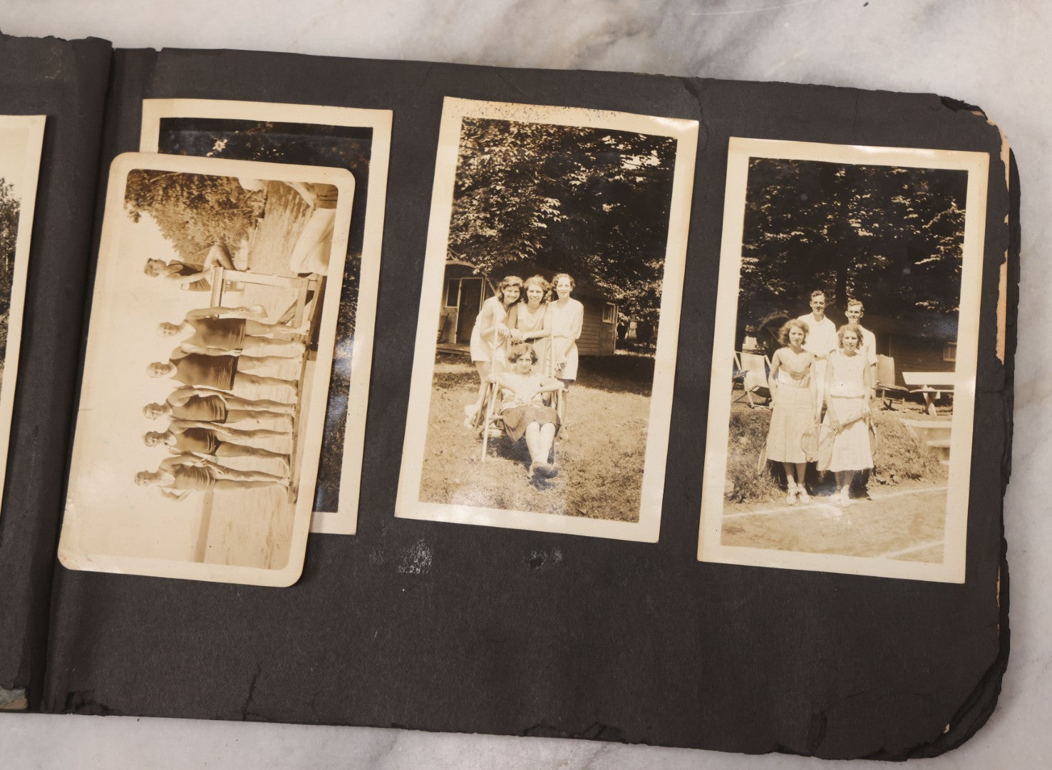 Lot 086 - Pair Of Rough Condition Vintage Snapshot Photo Albums With Dozens Of Photos Including Many Taken On And Around Heinz Pier, Atlantic City, New Jersey, And Other Lakes And Beaches In Upstate, New York