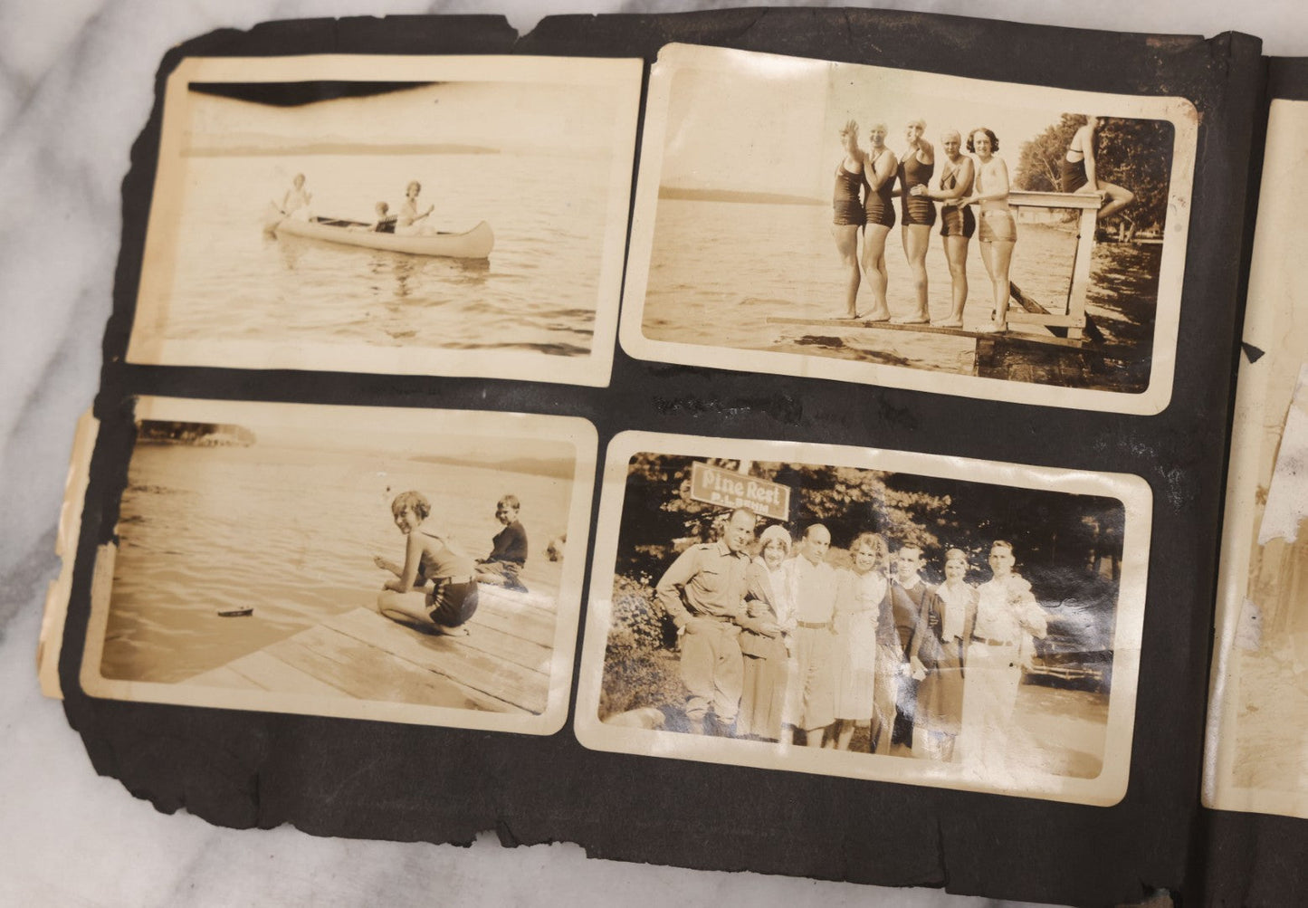 Lot 086 - Pair Of Rough Condition Vintage Snapshot Photo Albums With Dozens Of Photos Including Many Taken On And Around Heinz Pier, Atlantic City, New Jersey, And Other Lakes And Beaches In Upstate, New York