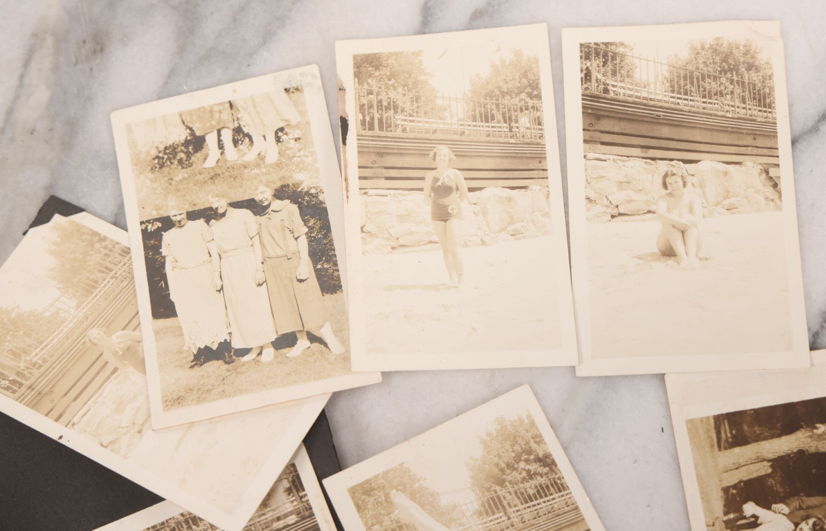 Lot 086 - Pair Of Rough Condition Vintage Snapshot Photo Albums With Dozens Of Photos Including Many Taken On And Around Heinz Pier, Atlantic City, New Jersey, And Other Lakes And Beaches In Upstate, New York