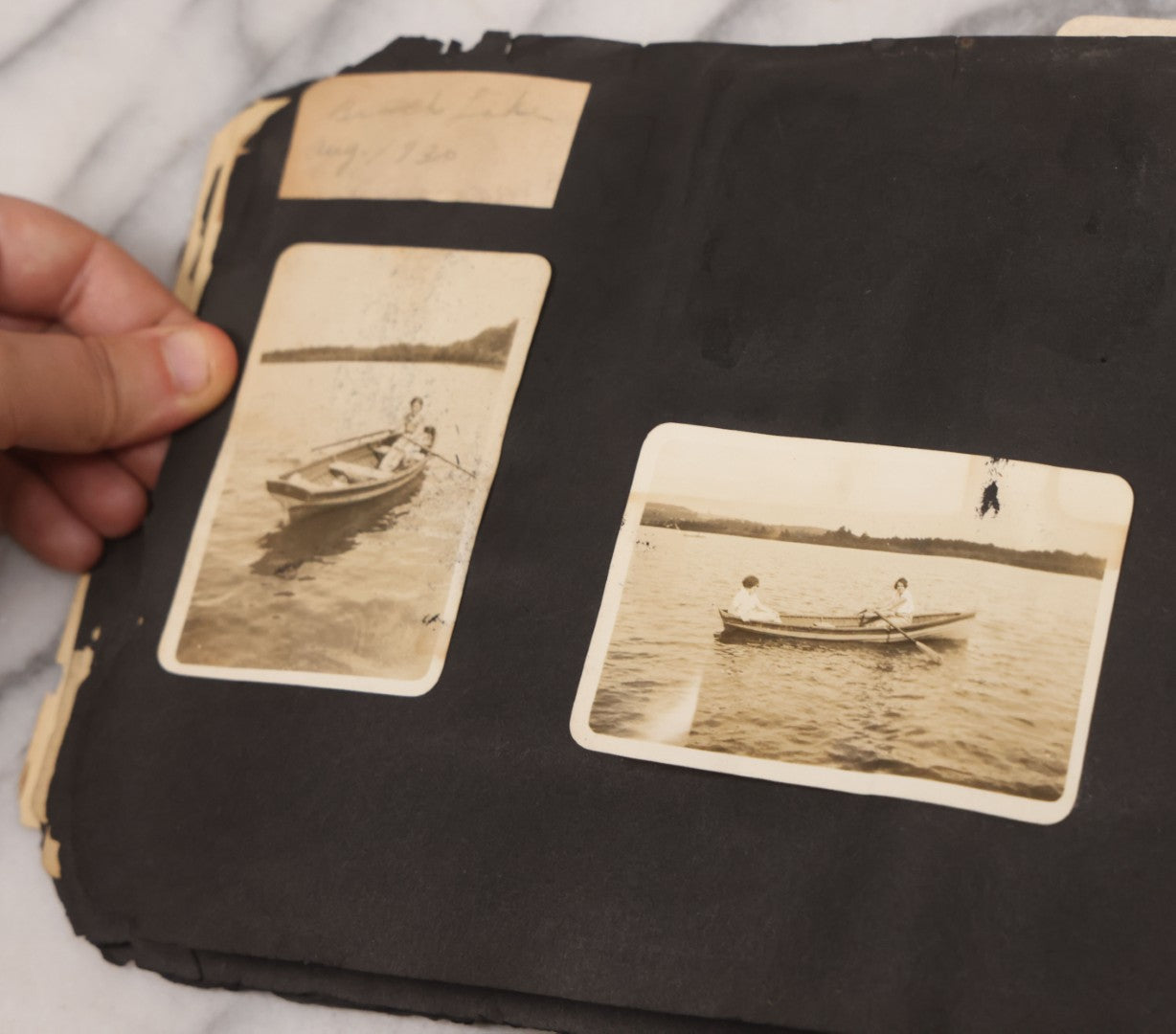 Lot 086 - Pair Of Rough Condition Vintage Snapshot Photo Albums With Dozens Of Photos Including Many Taken On And Around Heinz Pier, Atlantic City, New Jersey, And Other Lakes And Beaches In Upstate, New York