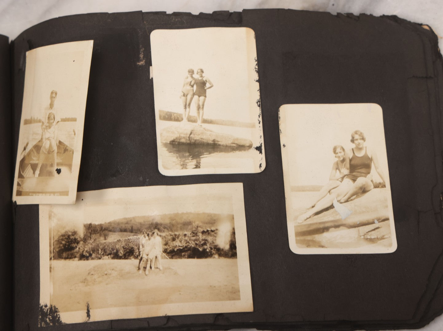 Lot 086 - Pair Of Rough Condition Vintage Snapshot Photo Albums With Dozens Of Photos Including Many Taken On And Around Heinz Pier, Atlantic City, New Jersey, And Other Lakes And Beaches In Upstate, New York