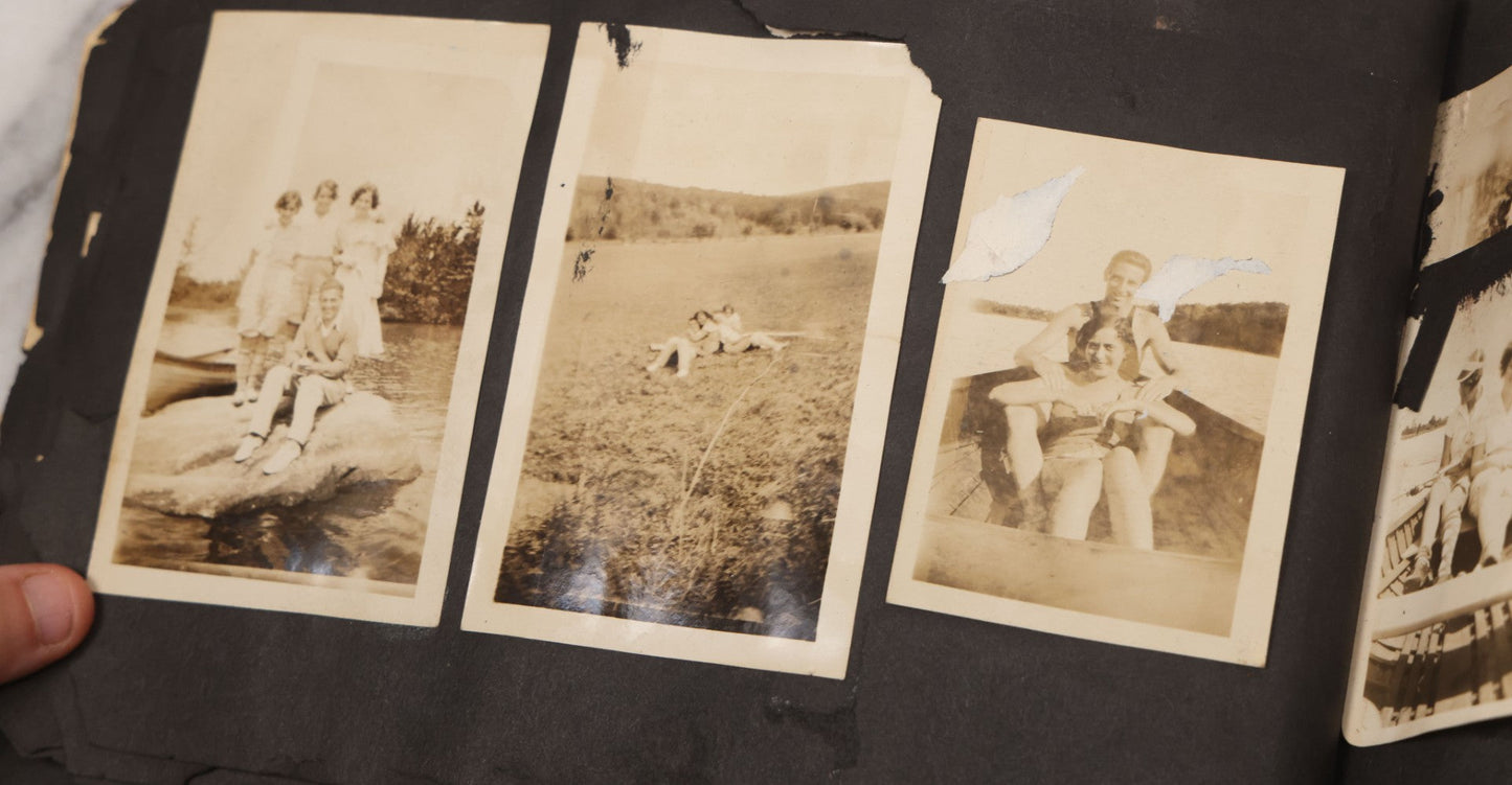 Lot 086 - Pair Of Rough Condition Vintage Snapshot Photo Albums With Dozens Of Photos Including Many Taken On And Around Heinz Pier, Atlantic City, New Jersey, And Other Lakes And Beaches In Upstate, New York