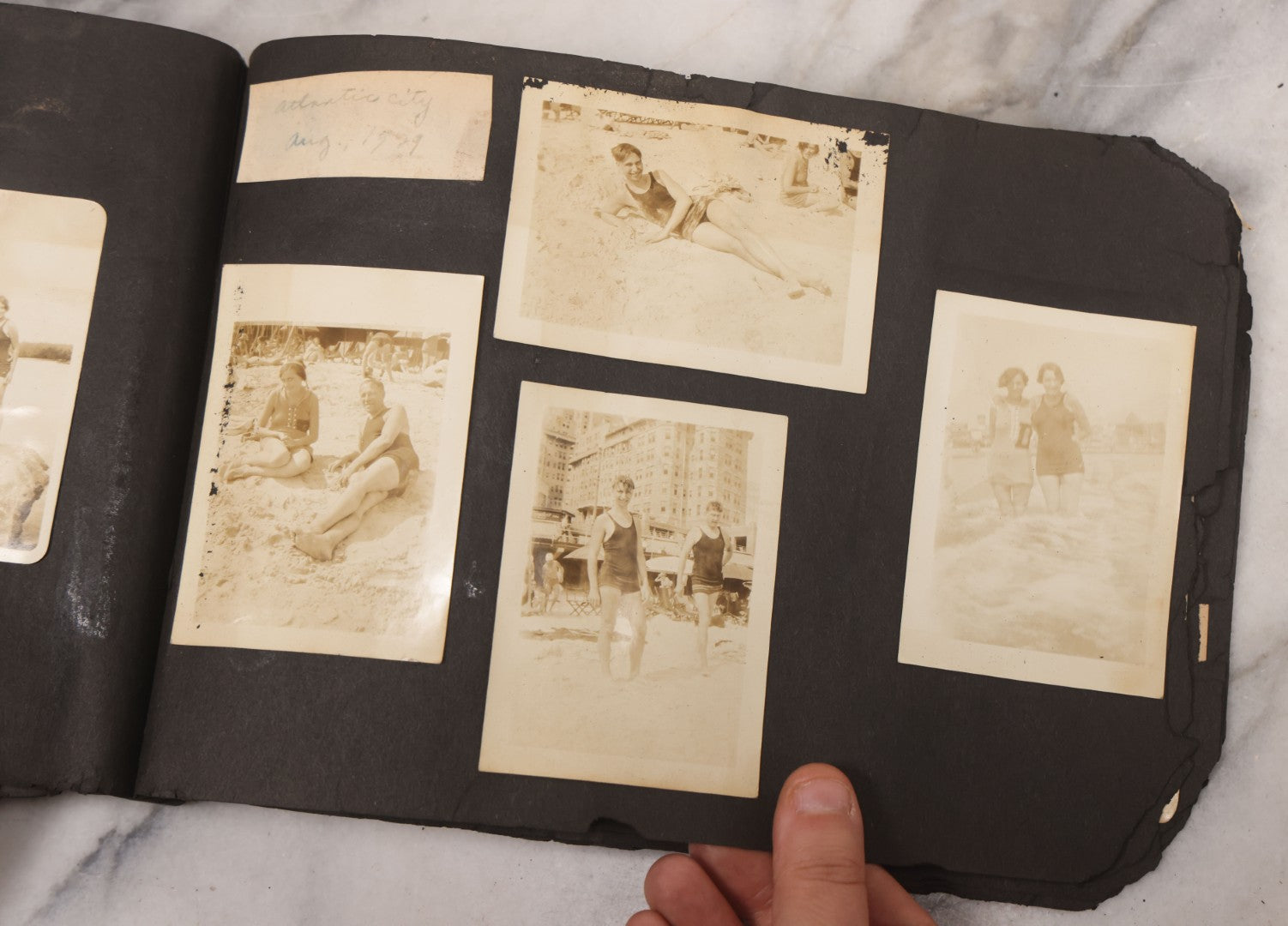 Lot 086 - Pair Of Rough Condition Vintage Snapshot Photo Albums With Dozens Of Photos Including Many Taken On And Around Heinz Pier, Atlantic City, New Jersey, And Other Lakes And Beaches In Upstate, New York