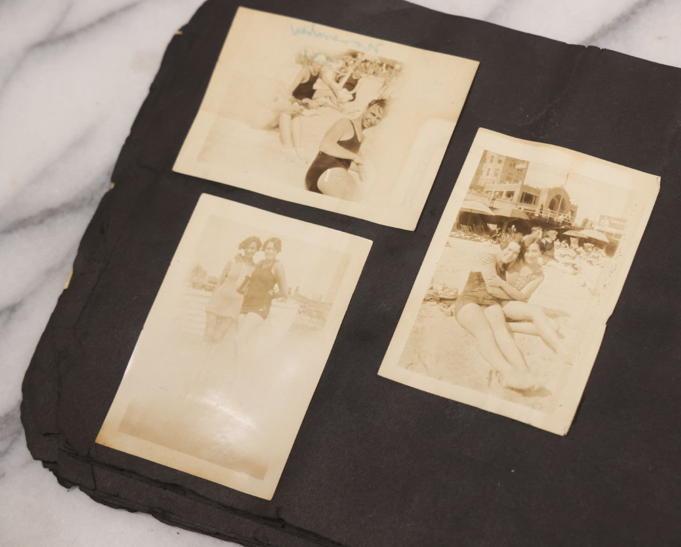 Lot 086 - Pair Of Rough Condition Vintage Snapshot Photo Albums With Dozens Of Photos Including Many Taken On And Around Heinz Pier, Atlantic City, New Jersey, And Other Lakes And Beaches In Upstate, New York