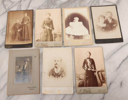Lot 087 - Grouping Of Seven Scottish Cabinet Card Portrait Photographs Of Men Women And Children, Photographers Include J. Whyte, Hampton, Both Of Glasgow, Sharp Of Hamilton, Coatbridge, & Strathaven, R.C. Platt  And Craig's Studio, Both Of Airdrie