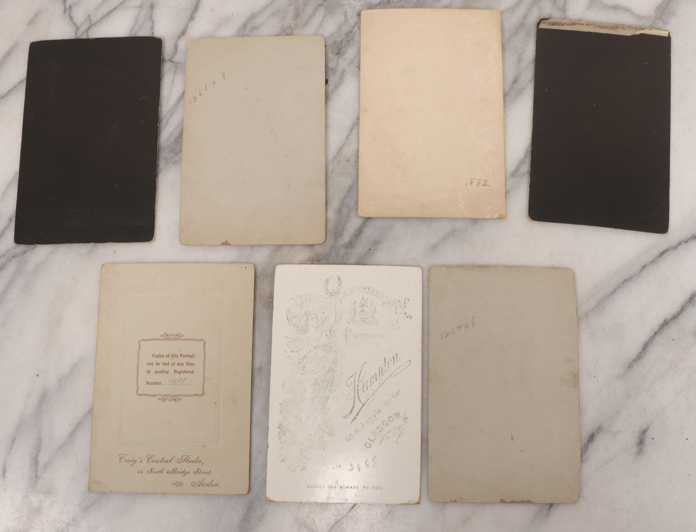 Lot 087 - Grouping Of Seven Scottish Cabinet Card Portrait Photographs Of Men Women And Children, Photographers Include J. Whyte, Hampton, Both Of Glasgow, Sharp Of Hamilton, Coatbridge, & Strathaven, R.C. Platt  And Craig's Studio, Both Of Airdrie