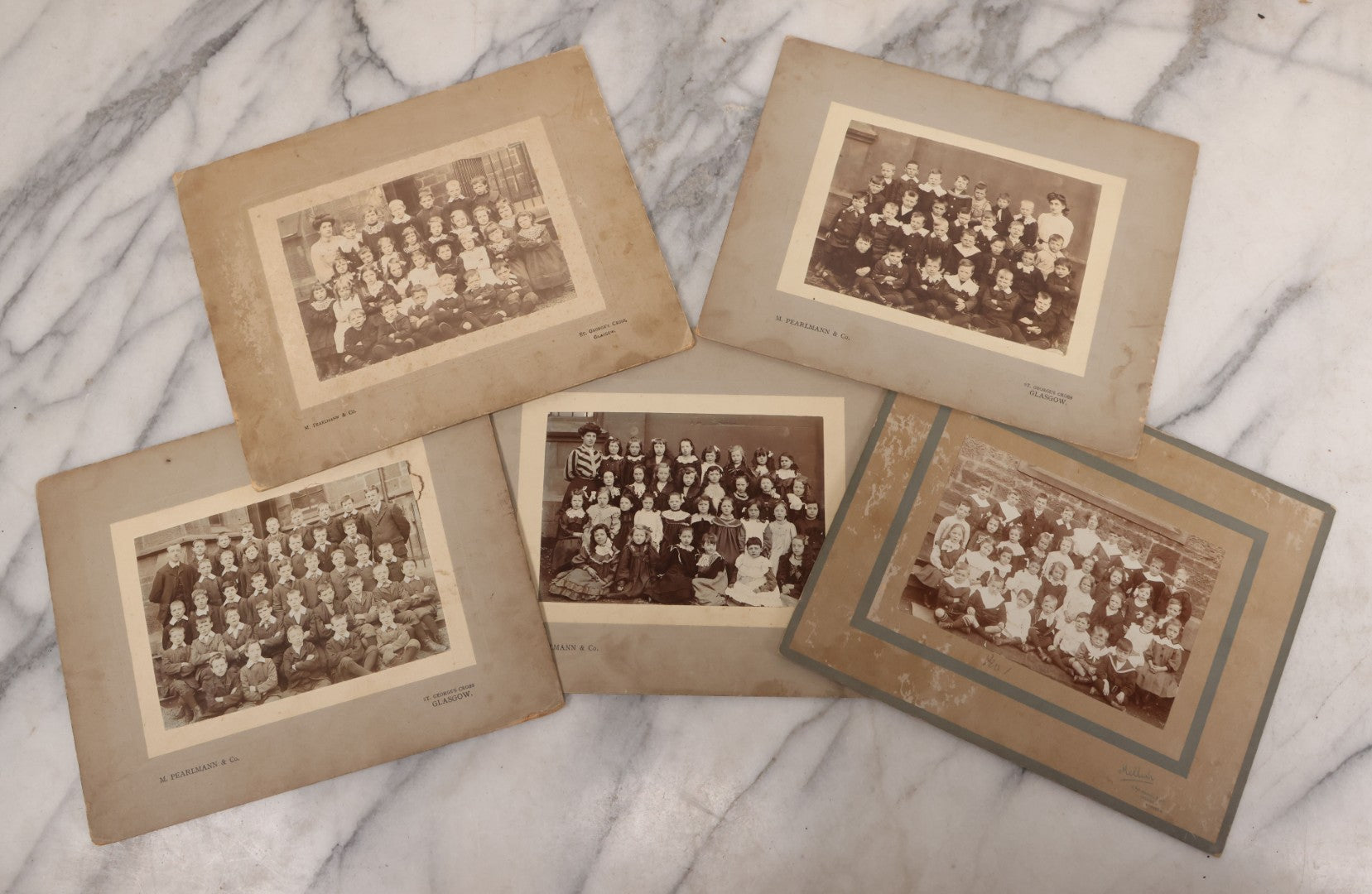 Lot 088 - Grouping Of Five Antique Scottish Boarded School Children Class Photographs, Four By M. Pearlmann & Co. And One By Mellish, Both Of Glasgow