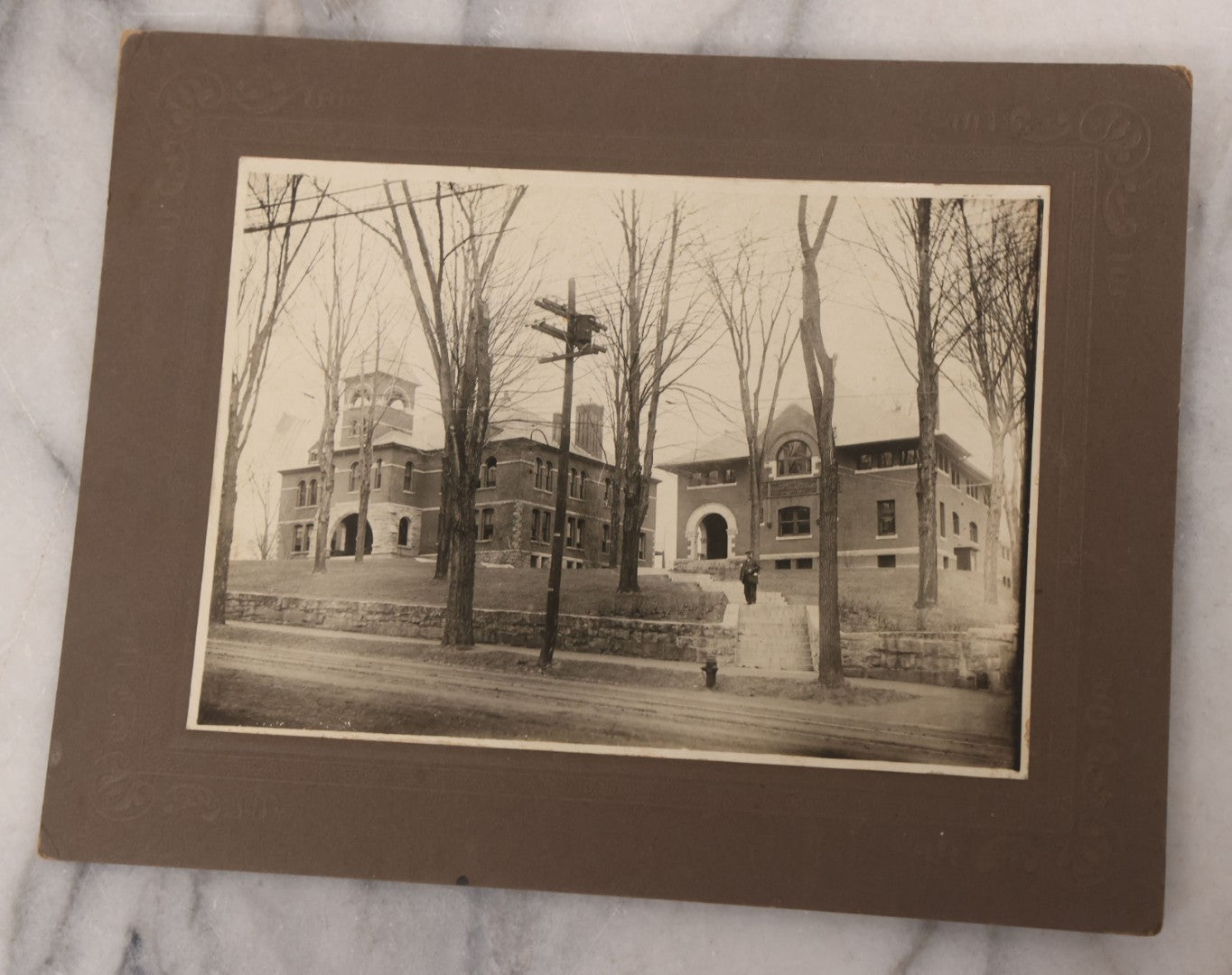 Lot 090 - Grouping Of 12 Antique Photographs Including Housekeeping Staff, Executives Of George Urban Milling Co., Templars Point, Leech Lake, Minnesota, Monson Academy, Monson, Mass, Ware Brass Band, Parade Float, & More
