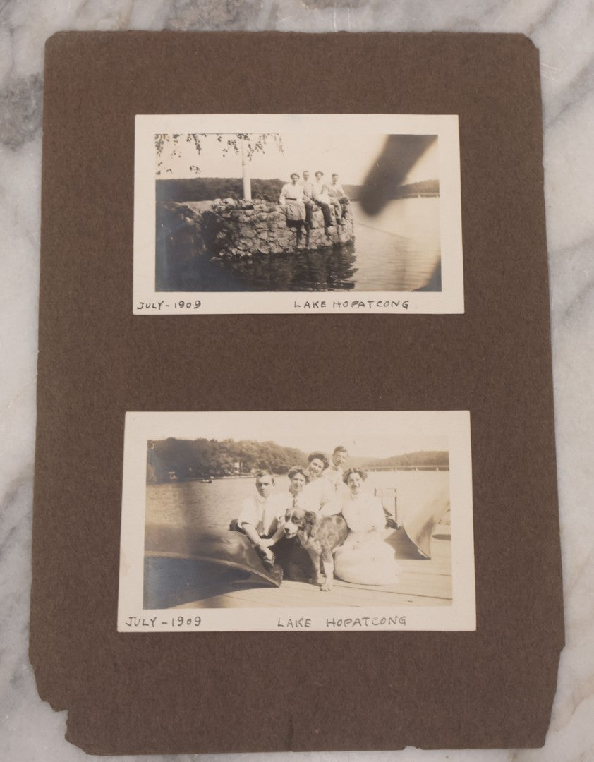 Lot 090 - Grouping Of 12 Antique Photographs Including Housekeeping Staff, Executives Of George Urban Milling Co., Templars Point, Leech Lake, Minnesota, Monson Academy, Monson, Mass, Ware Brass Band, Parade Float, & More